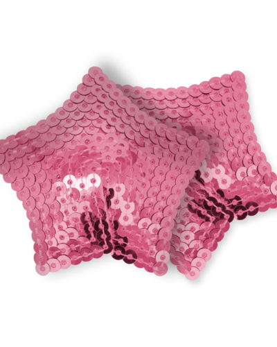 D-234707 Pezoneras estrella lentejuelas SURTIDO DE COLORES (rosa, rojo, dorado, negro)